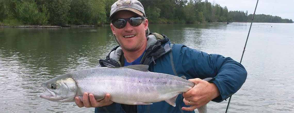 Alaska chum salmon fishing lodge.