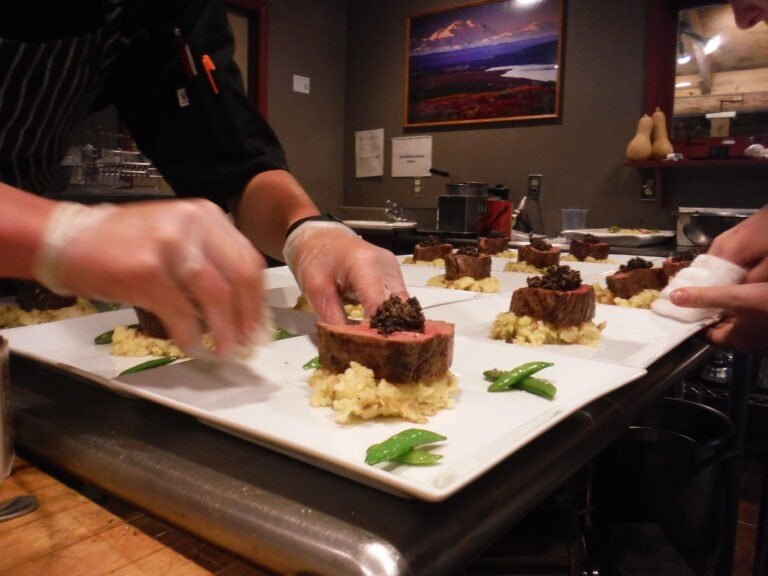 alaska-lodge-chefs-prep - Wilderness Place Lodge Alaska - Wilderness Place Lodge Alaska Alaska wilderness place lodge chef team prepares the finest dinner entrees for our fishing guests.