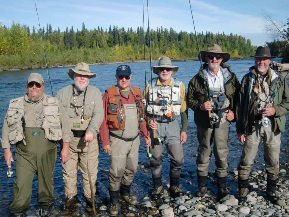 A group of brothers and friends reunion at Wilderness Place Lodge, Alaska.