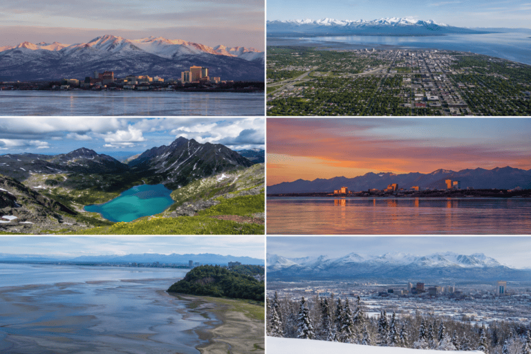 anchorage-alaska-panorama - Wilderness Place Lodge Alaska - Wilderness Place Lodge Alaska Anchorage is a panoramic city offering stark contrasts between great city amenities on the edge of true wilderness and expansive mountain ranges.