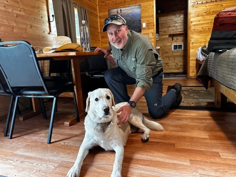 Alaska fishing lodge dog "Griff" is the ultimate host at Wilderness Place Lodge.